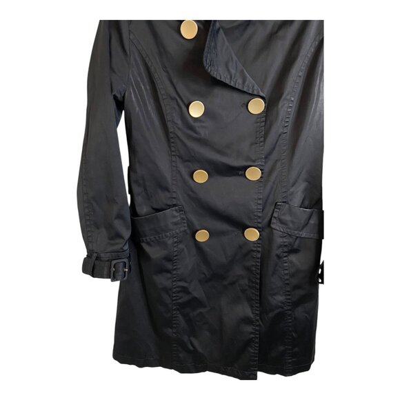 Max Mara medium black rain jacket trench coat flat buttons water resistant - Picture 4 of 9